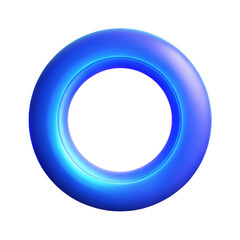 3d glowing torus ring with blue light isolated on transparent background