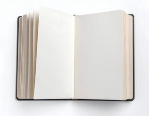 Open Book with Blank Pages on White Background