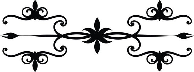 Set of Calligraphic Divider Silhouettes - Black Ornamental Vector Flourishes