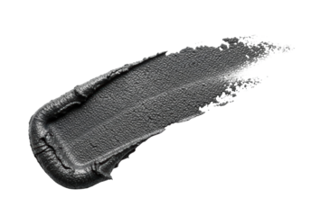 Dark charcoal grey jagged industrial paste with coarse gritty matte texture, extreme close-up on transparent studio background, technical study of industrial material properties