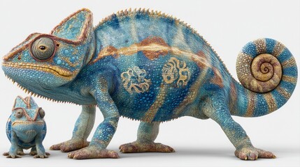 Endearing Chameleon Character with Vibrant Color Variations