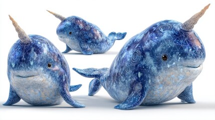 Playful Narwhal Character with Beautiful Spiral Tusk Design