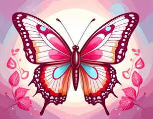 Colorful butterfly with abstract floral design