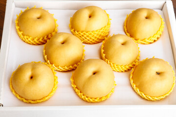 Golden Laiyang Pears in Gift Box - Premium Fresh Autumn Moon Pears with Protective Packaging