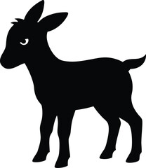 Small goat kid black silhouette vector illustration isolated on white background