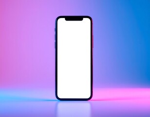 Modern smartphone with blank white screen perfect for app mockups and vibrant technology promotions now