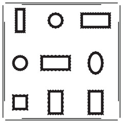 Scalloped Decorative Frames Collection – Various Oval and Rectangular Vintage Border Designs, Elegant Frames for Invitations, Crafts, and Graphic Projects