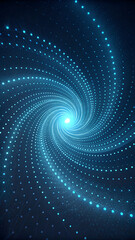 Fototapeta premium Glowing blue dots spiral into a bright light vortex on a dark full hd 4k stock image download background