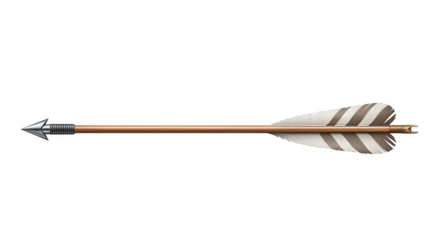 A single traditional archery arrow with detailed fletching and metal arrowhead.