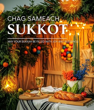 Chag sameach sukkot celebration with festive decorations
