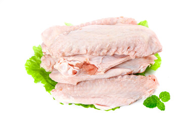 Raw Duck Meat with Wings on White Background - Fresh Poultry for Gourmet Cooking