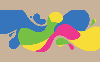 Vibrant abstract organic shapes in bright colors on a neutral background