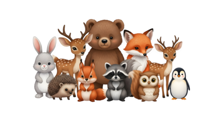 Adorable cartoon forest animals collection illustration for kids.
