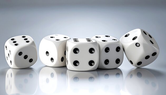Four dice on a light gray surface - Powered by Adobe