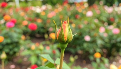 Close-up of a vibrant rosebud