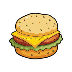 Delicious sausage biscuit sandwich with melted cheese on a clean white background vector illustration
