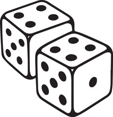 Rolling the Dice: Two dice, each a pristine white cube marked with black dots, sit against an empty backdrop. Each die reveals its numbers, adding to the anticipation of the game.