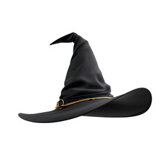 a witch hat with gold buckle on transparent background