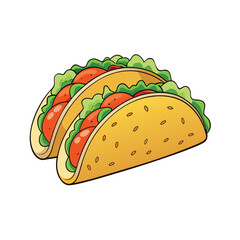 Delicious soft shell tacos filled with seasoned meat crisp lettuce and shredded cheese illustration