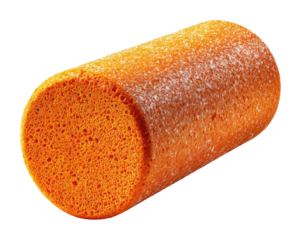 Cleaning action with orange sponge kitchen environment product view isolated on transparent background