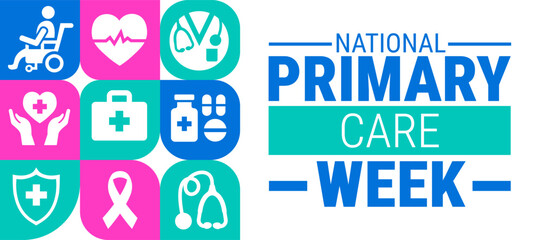 National Primary Care Week geometric shape pattern background, banner, card or poster design template is observed every year during October, to raise awareness about the mission. Vector illustration.
