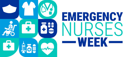 Emergency Nurses Week Geometric shape pattern background, banner, card or poster design template is observed every year during October, to raise awareness about the mission. Vector illustration.