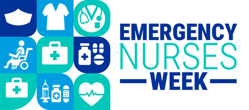 Emergency Nurses Week Geometric shape pattern background, banner, card or poster design template is observed every year during October, to raise awareness about the mission. Vector illustration.