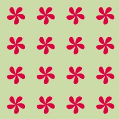 Fototapeta premium illustration red flower. Hand Drawn Flowers. Red flower seamless pattern. red flower icon with green background.