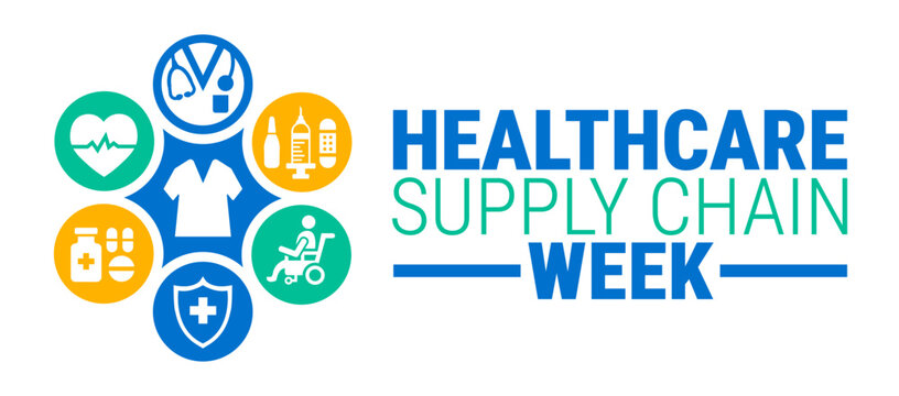 Healthcare Supply Chain Week background, banner, card or poster design template is observed every year during October, to raise awareness about the mission. Vector illustration.