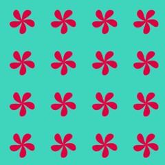 illustration red flower. Hand Drawn Flowers. Red flower seamless pattern. red flower icon with green background.