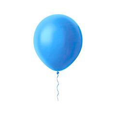 a blue balloon floating gracefully with string on transparent background
