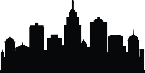 Obraz premium Boston Skyline Silhouette Vector Flat Design, Massachusetts Cityscape