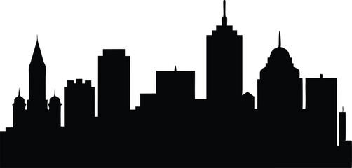 Fototapeta premium Boston Skyline Silhouette Vector Flat Design, Massachusetts Cityscape