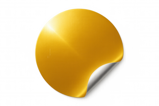 Gold foil sticker peeling from transparent surface, revealing crinkled metallic edge