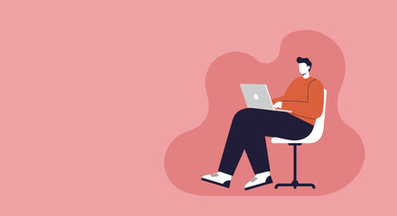 Man working efficiently on a laptop, embodying remote work, digital communication, and modern productivity. Ideal for business, education, or freelance concepts.