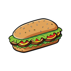 Delicious torta sandwich featuring meat lettuce and creamy avocado presented as a vibrant advertisement