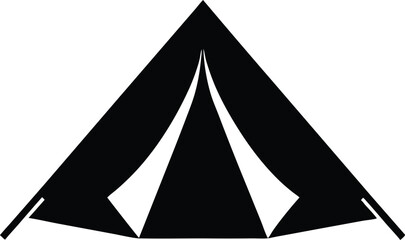 Simple Tent Icon, Black Silhouette Vector Art for Camping and Hiking