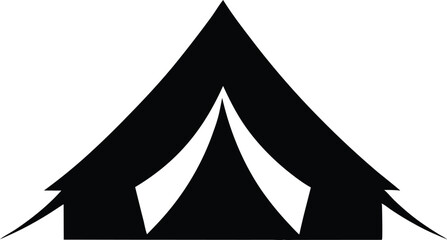 Adventure Camping Tent Silhouette Vector, Explore Nature Symbol