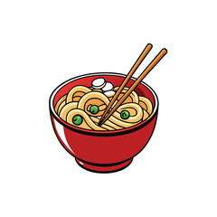 Delicious bowl of udon noodles with savory broth fresh toppings and chopsticks ready for enjoyment