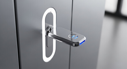 Smart Home Technology Modern Door Handle with Digital Keypad and Blue LED Light