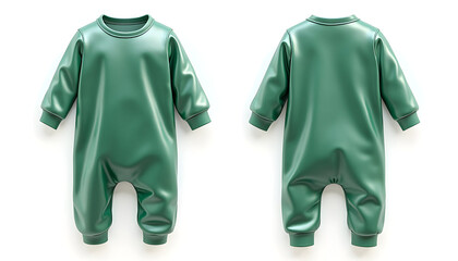 Green Baby Onesie Front and Back View for Fashion Mockup
