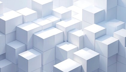 Abstract arrangement of many white cubes