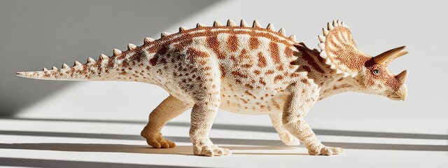 Obraz premium Hyper-detailed close-up of dinosaur figurine with dramatic side lighting, cinematic product photography highlighting realism and craftsmanship