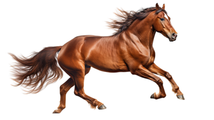 Strong horse with elegant posture and natural beauty isolated on white background