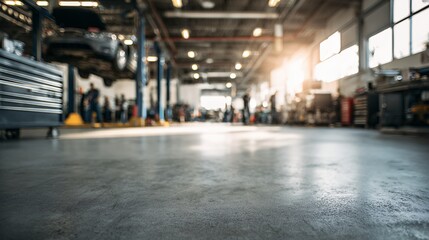 interior of a large auto repair shop
