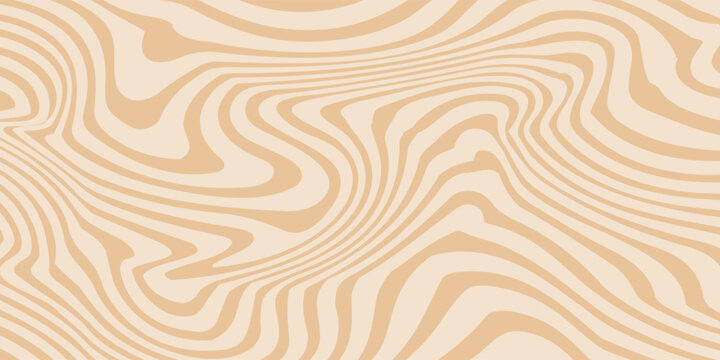 Beige marble acrylic swirl seamless pattern. Coffee latte, caramel, ice cream texture. 1970s trippy psychedelic waves print background.