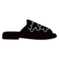 black and white silhouette of slippers vector on white background