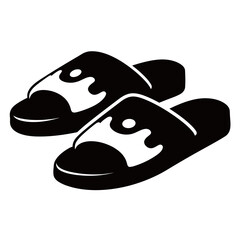 black and white silhouette of slippers vector on white background