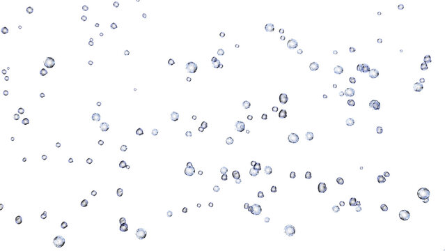 Realistic transparent water bubbles floating and sparkling on a transparent background, perfect for overlay compositing