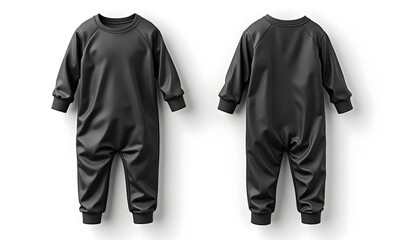 Black Baby Onesie Front and Back View for Mockup